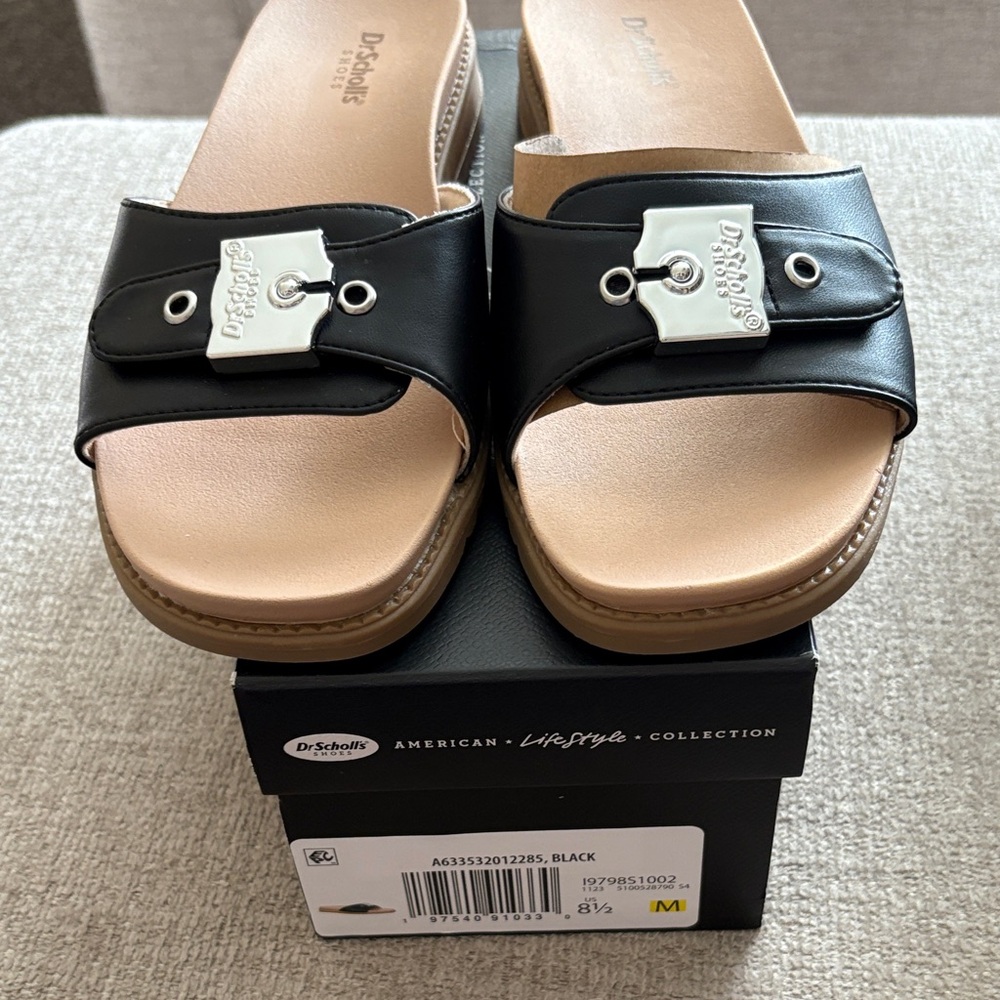 Dr. Scholl's Black Leather Mules
